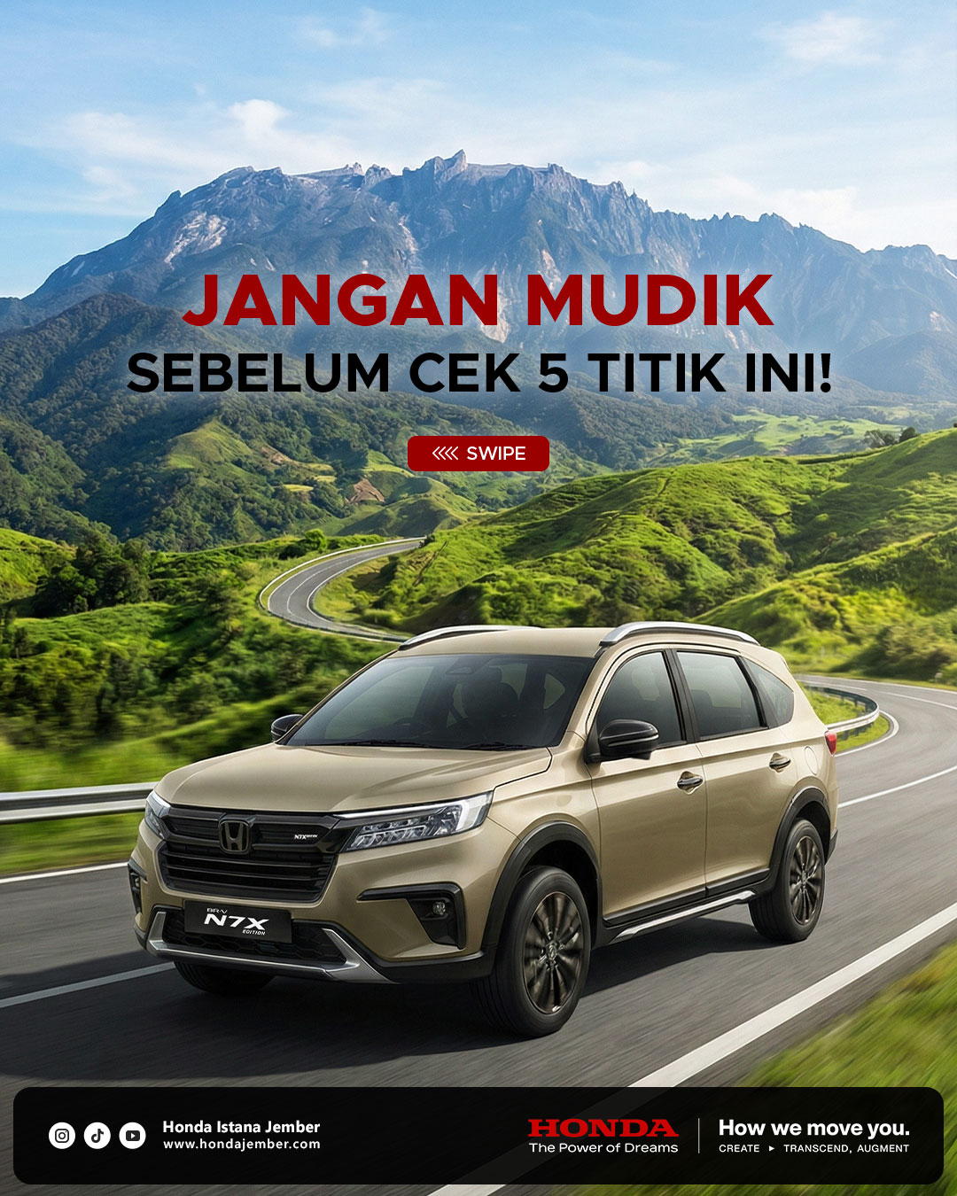 Honda BR-V N7X melaju di jalan antar kota