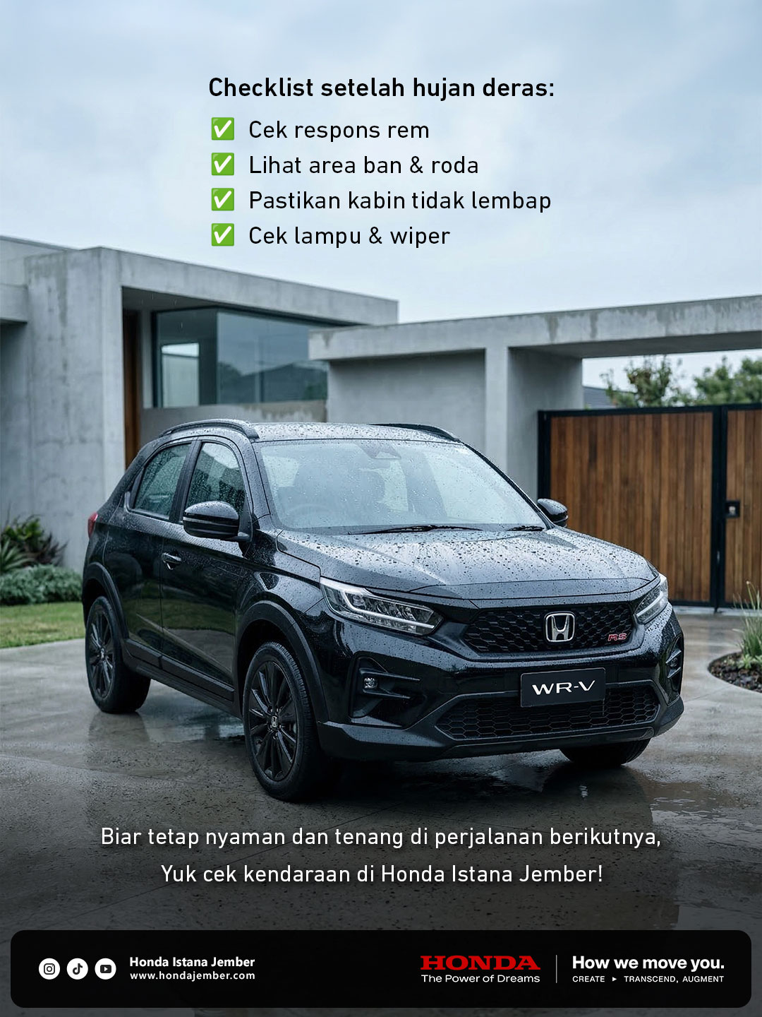 New Honda WR-V parkir di rumah saat hujan