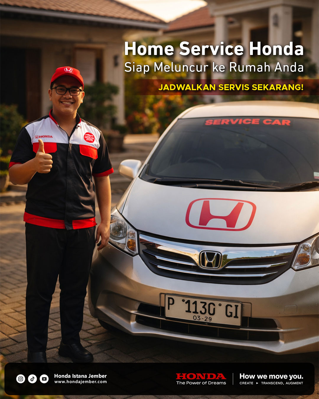 Mekanik dan mobil Home Service Honda Istana Jember di rumah pelanggan
