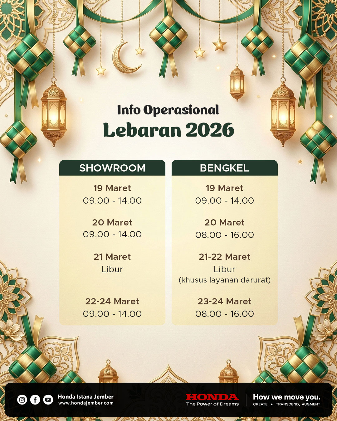 Libur Lebaran 2026 Honda Istana Jember